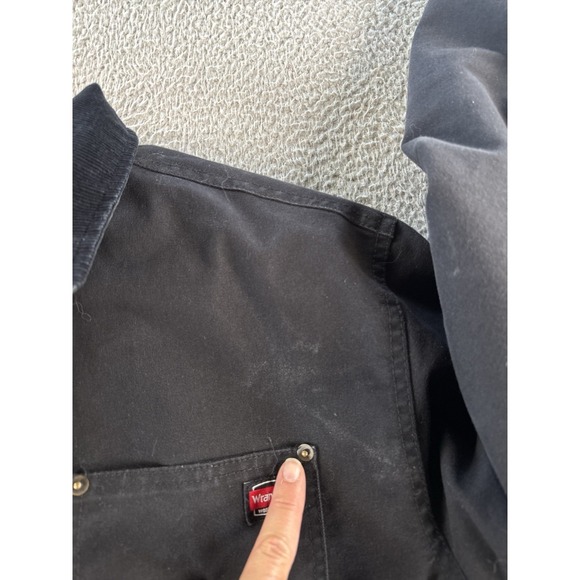 Wrangler Blanket Lined Jacket Mens Large Distressed Black Workwear - Picture 8 of 16